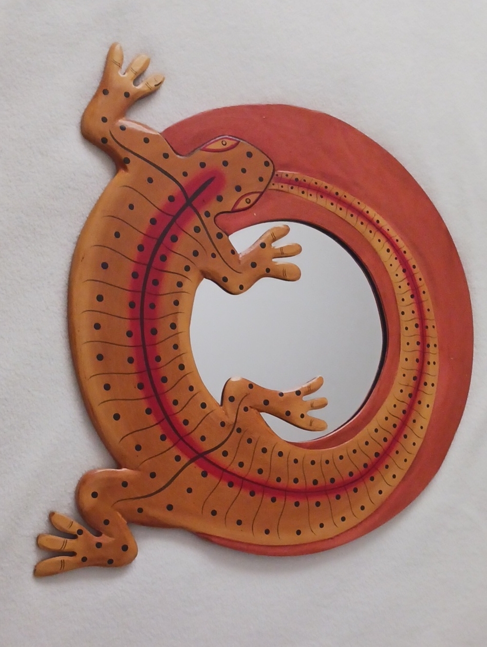 Tropical Island Vibe Hand Painted Lizard Reptile Round Mirror